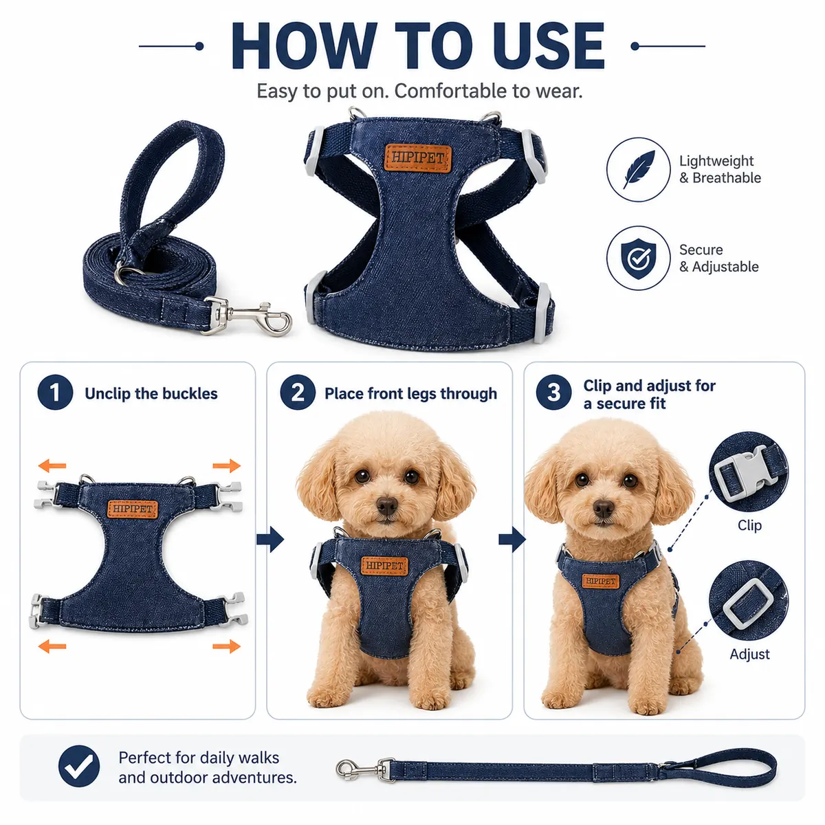 Denim Dog Leash wholesale product image 6