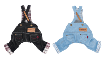 Plaid Denim Dog Overalls wholesale pet apparel SKU 05C3086