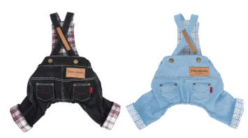 Plaid Denim Dog Overalls wholesale pet apparel SKU 05C3086